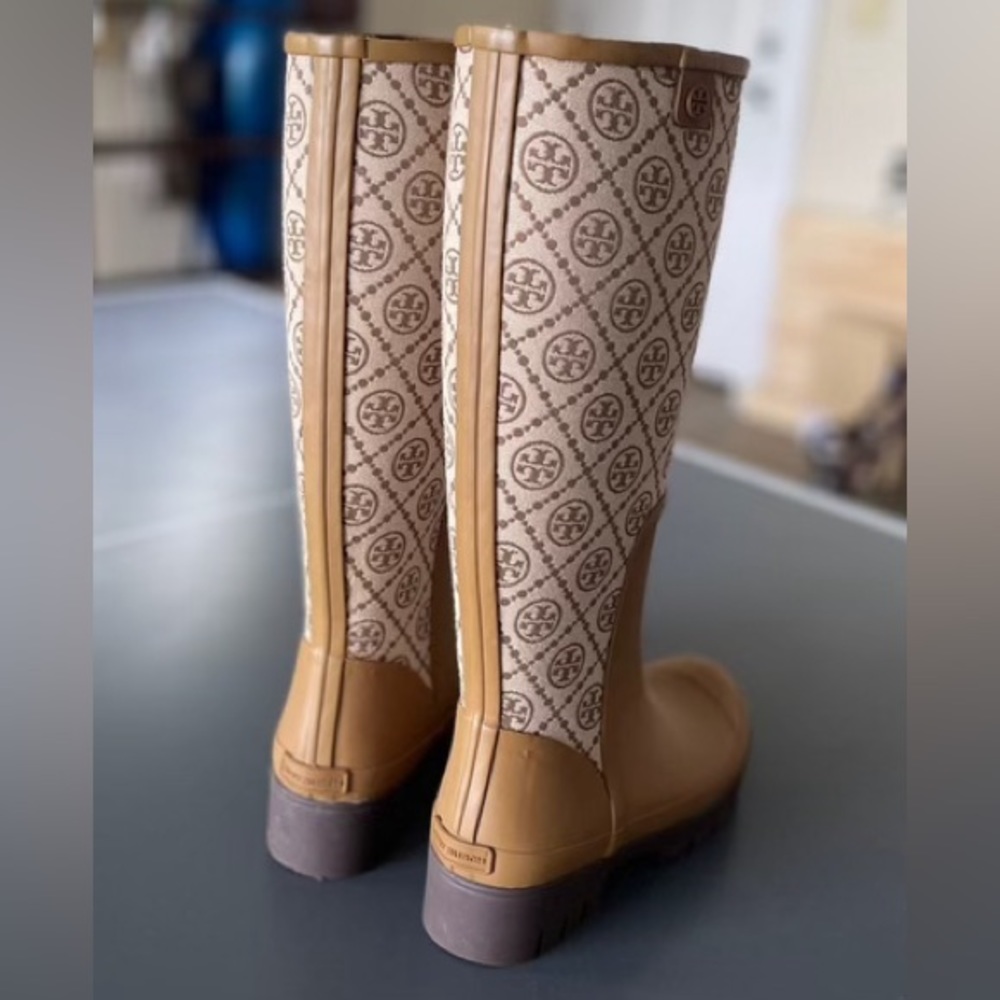Tory Burch Women's T Monogram Foul Weather Tall Boots - Picture 6 of 9